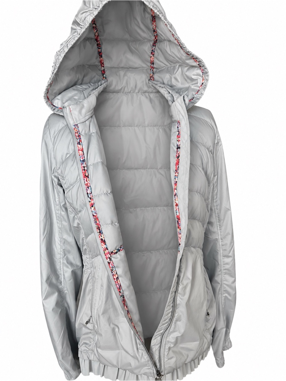 Lululemon Spring Fling Puffy Windbreaker Gray Hooded Down Puffer Jacket 8 NWOT